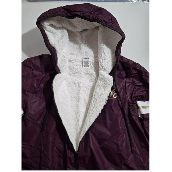 NEW Victoria's Secret PINK Anorak Windbreaker Hoodie Sherpa Black Orchid M - L - Picture 4 of 5